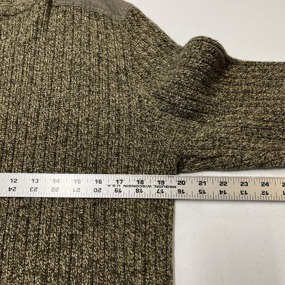 Eddie Bauer‎ Sweater Mens M Olive Green Cable Knit Shoulder Elbow Patches Preppy - Picture 11 of 11